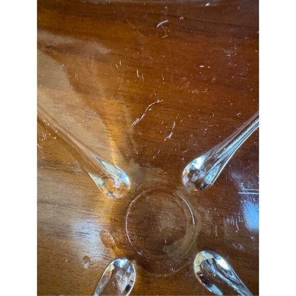 Glass candy bowl clear wavy jellyfish trinket dish with feet curved flowy edge - Picture 5 of 5